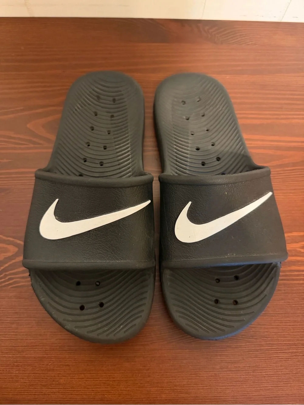 Nike Black Slide Sandals with White Swoosh